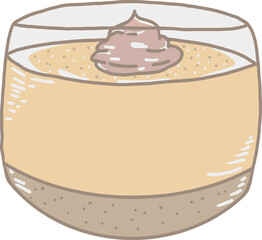 This beautiful cartoon orange pudding has chocolate mousse at the bottom for added flavor. and topping with strawberry cream