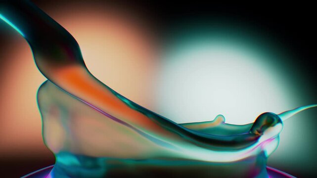 natural slow motion cgi water splash animation with orange teal color scheme