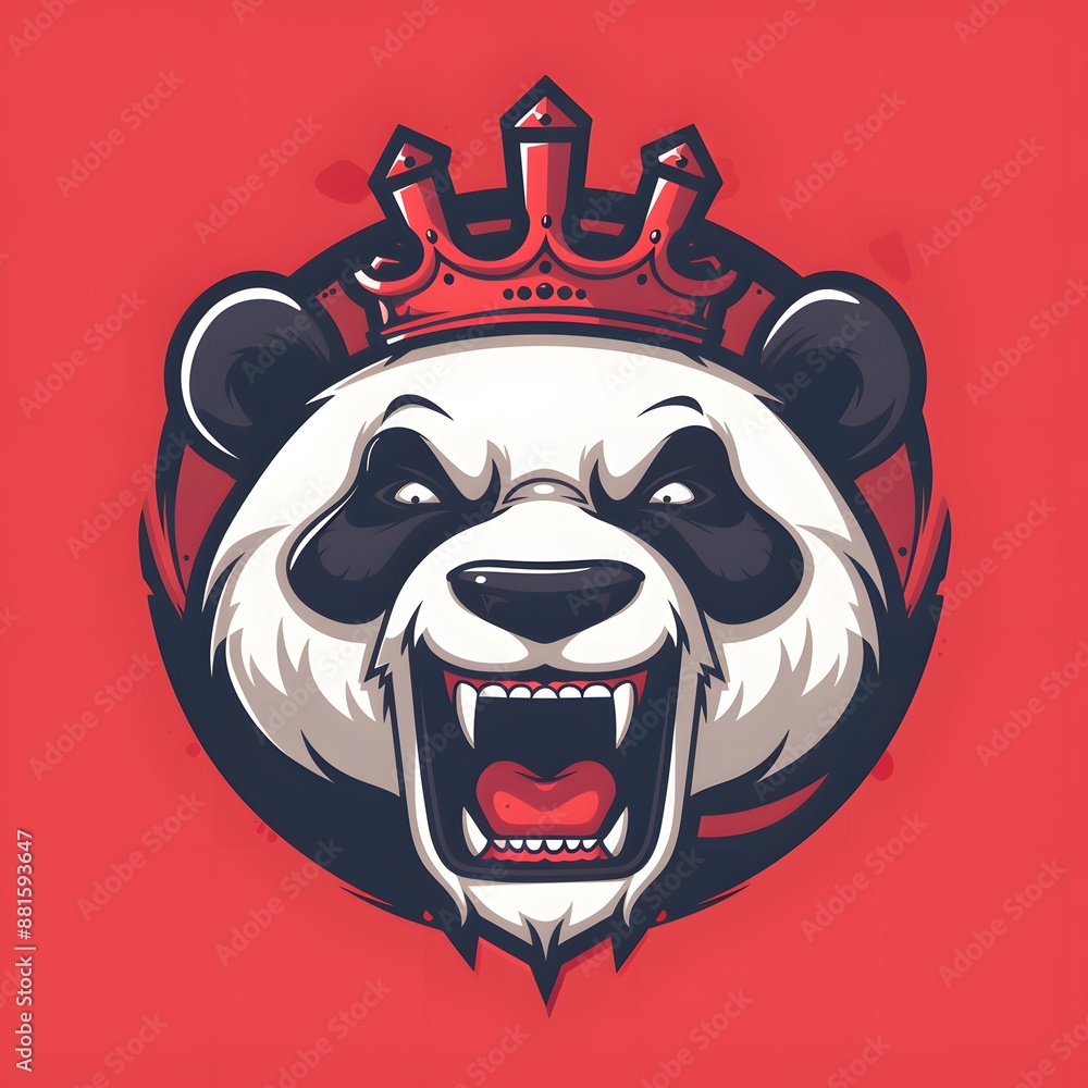 Sticker panda with crown vector