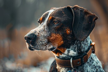 Close-up portrait of a hunting dog.