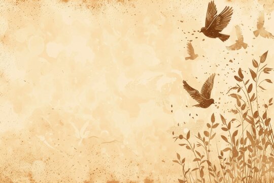 Biblical illustration of the parable of the sower with birds eating seeds.