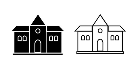 City hall building line icon on white background