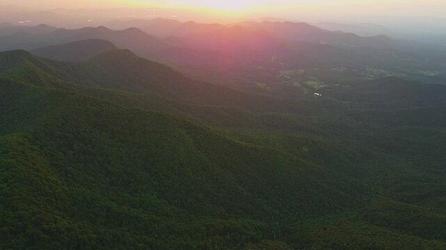 Serene Aerial View of the Lush Green Appalachian Forest near Brasstown Bald, Georgia