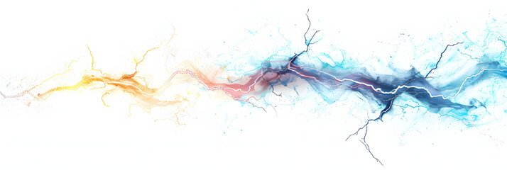 Electricity spark, flash light, and smog background.