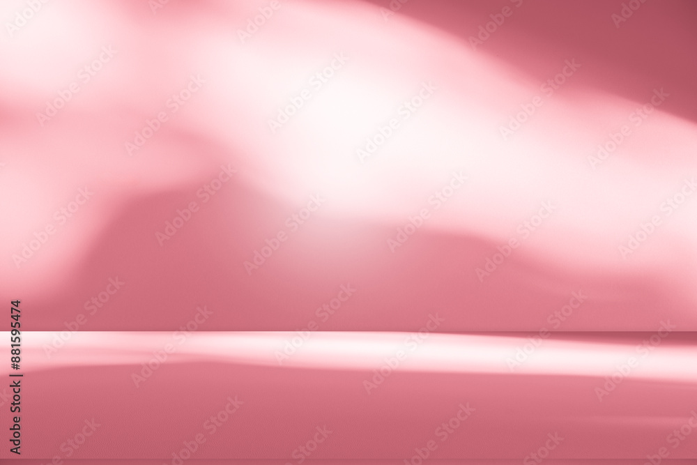 Poster studio style background wall decoration presentation uses white and pink tones. with shadows cast fr