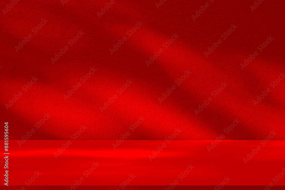 Poster studio style background wall decoration presentation uses white and red tones. with shadows cast fro