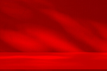 Studio style background wall decoration presentation uses white and red tones. with shadows cast...