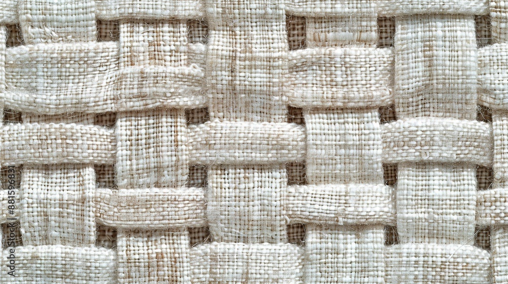 Poster a close-up view of woven fabric with square and rectangle patterns