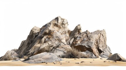Panoramic rock hills isolated background Generative AI
