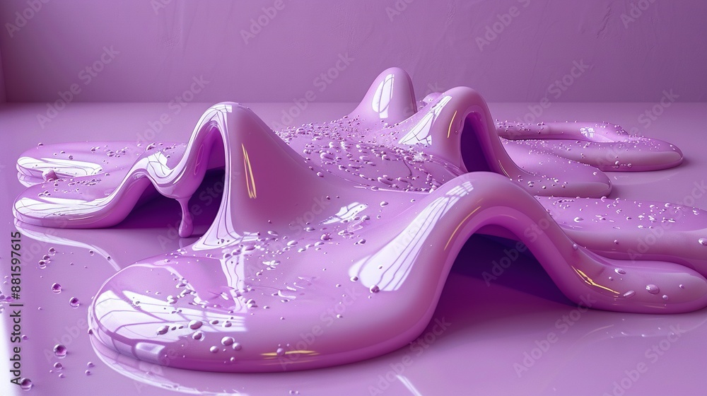 Poster a close-up of a purple object with droplets on its base and surrounding area