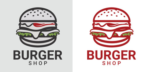 Burger Logo, Fast food logo, Logo illustration, emblem, label, Burger vintage logo design