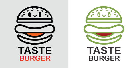 Burger Logo, Fast food logo, Logo illustration, emblem, label, Burger vintage logo design