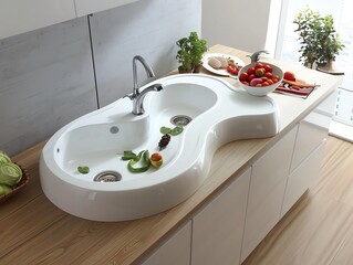 Unique shaped kitchen sink