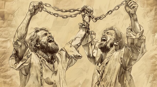 Happy Paul and Silas singing in the prison.