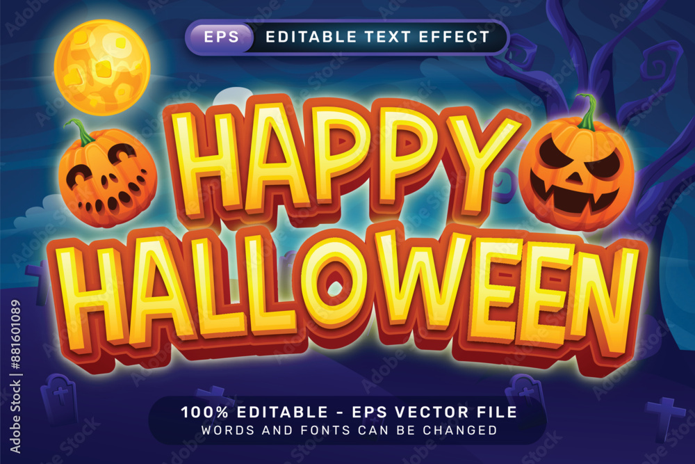 Poster happy halloween text effect and editable text effect with halloween background