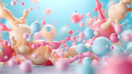 3D abstract background with realistic disease motifs in pastel colors, designed for a minimalist look 