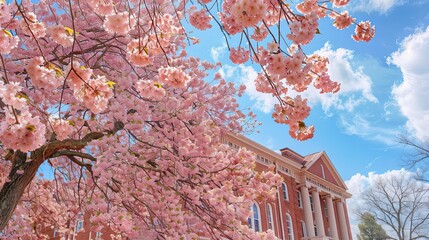 Cherry blossoms in full bloom in Macon, Georgia.