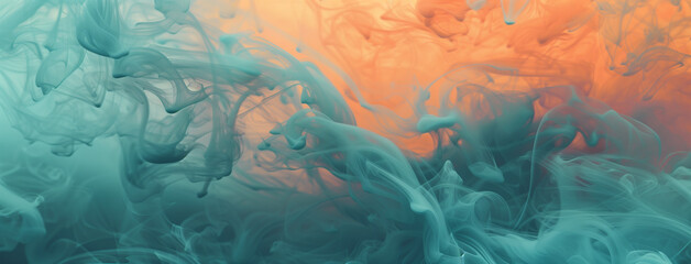 Obraz premium Abstract Colorful Ink in Water with Blue and Orange Swirls 