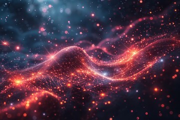 Captures the cosmic beauty and interconnectedness of the universe through a network of dots and lines.