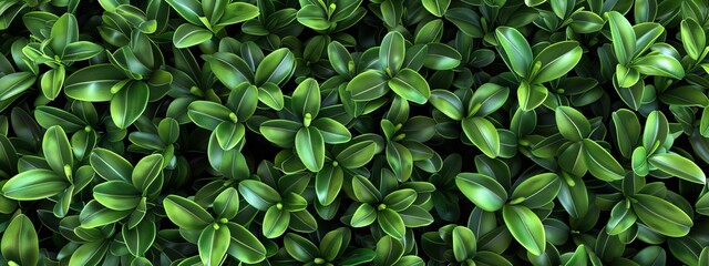 Fototapeta premium Green leaf pattern background top view. A seamless pattern of vibrant green boxwood leaves
