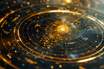 Abstract Digital Interface with Glowing Circles