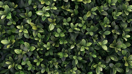 Green leaf pattern background top view. A seamless pattern of vibrant green boxwood leaves