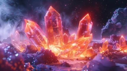 Glowing Crystals in a Mystical Landscape