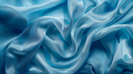 Fototapeta premium Abstract Blue Background with Fluid Folds of Fabric Texture and Elegant Smooth Pattern Design