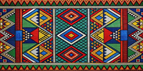 Traditional Ndebele art patterns in vibrant South African textile design, South Africa, Ndebele, textile, traditional