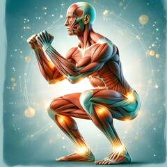 Human Muscle Anatomy - Squat Pose.