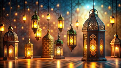 Obraz premium Islamic festival Ramadan Kareem decoration lantern background, Ramadan, Kareem, Festival, Islamic, Decoration