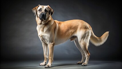 Wide shot of a Anatolian Shepherd Dog standing, studio portrait.