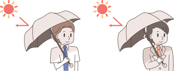 日傘をさすビジネスマン