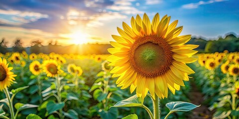 Vibrant sunflower blooming in a field under the sun, Sunflower, Bloom, Yellow, Petals, Garden, Nature, Summer, Bright, Plant