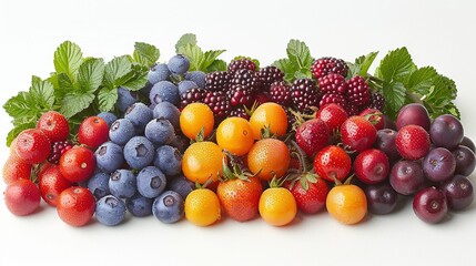  strawberries, oranges, grapes