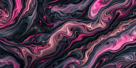 Obraz premium Dark liquid marble background with pink accents , liquid, marble, backdrop, abstract, dark, hues, pink, art, design, vibrant