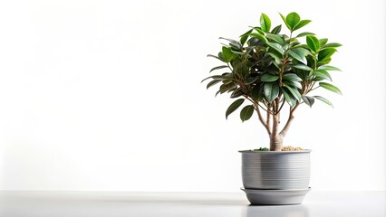 Ficus plant in a stylish pot isolated on white background, ficus, plant, pot, isolated, white background, indoor, decor