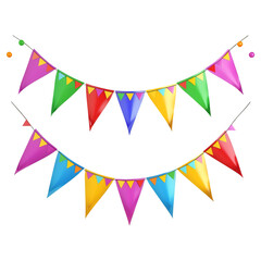 Obraz premium Multicolored Bunting Flags isolated on transparent background remove png, Clipping Path