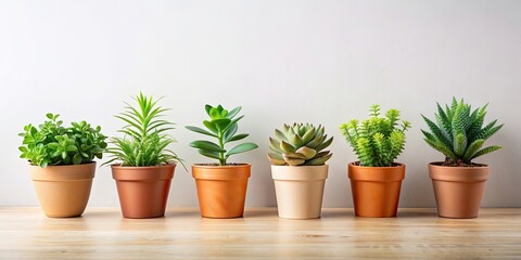Fototapeta premium Cute indoor house pot plants isolated on a background, plant, pot, houseplant, indoor, cute, isolated, background