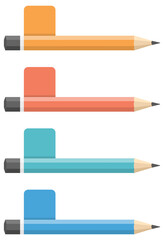 Pencils with numbers and text