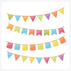 Obraz premium Colorful bunting for decoration of invitations, greeting cards etc, bunting flags