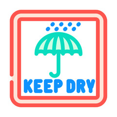 keep dry product label warning color icon vector. keep dry product label warning sign. isolated symbol illustration