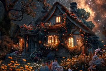 Fototapeta premium A whimsical and enchanting scene, inviting viewers into a world of fairytale magic.