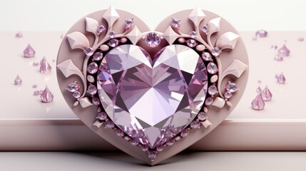 Fototapeta premium Pink Diamond Heart with Ornate Surroundings