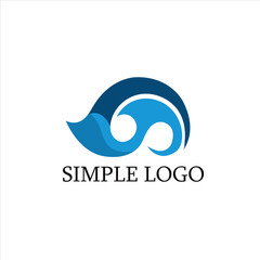 Minimalist logo design featuring a stylized wave motif