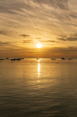 Beautiful red and orange sunrise over the sea.