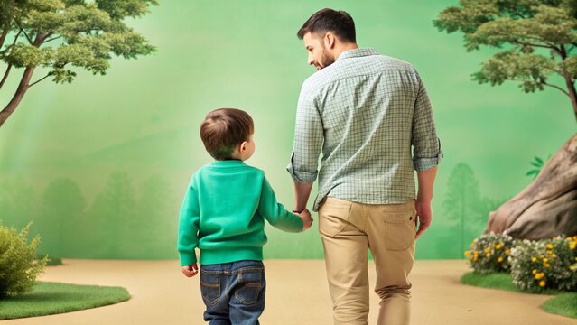 national senior citizen day, father walking with his son in the park on a sunny day - Powered by Adobe