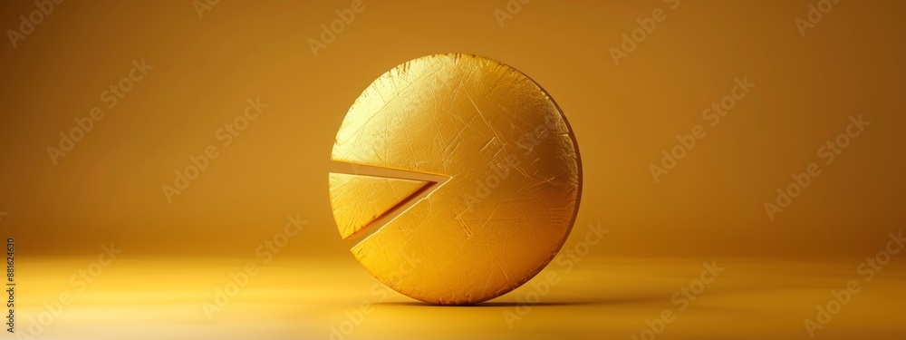 Poster minimalist of a pie chart with different sections in yellow color.