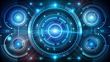 Obraz premium Futuristic circular user interface featuring glowing heads-up display rounds, sci-fi dashboard elements, and modern technology vector illustration.