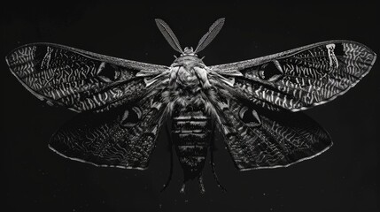 Black and white photo of moth with creepy face